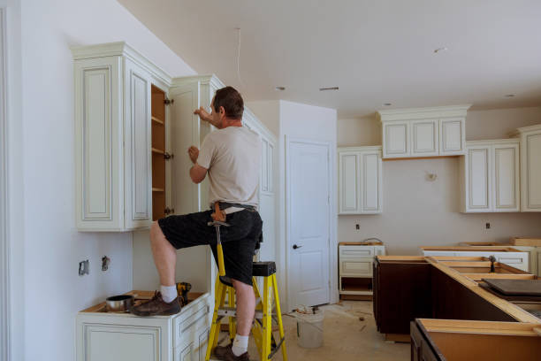 Kitchen island installation in Sandy Spring by JMT Kitchen Cabinet
